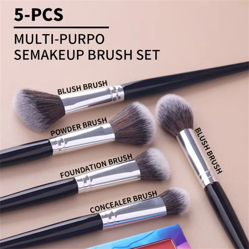 4/5Pcs Makeup Brush Set – Blush, Foundation & Highlighter
