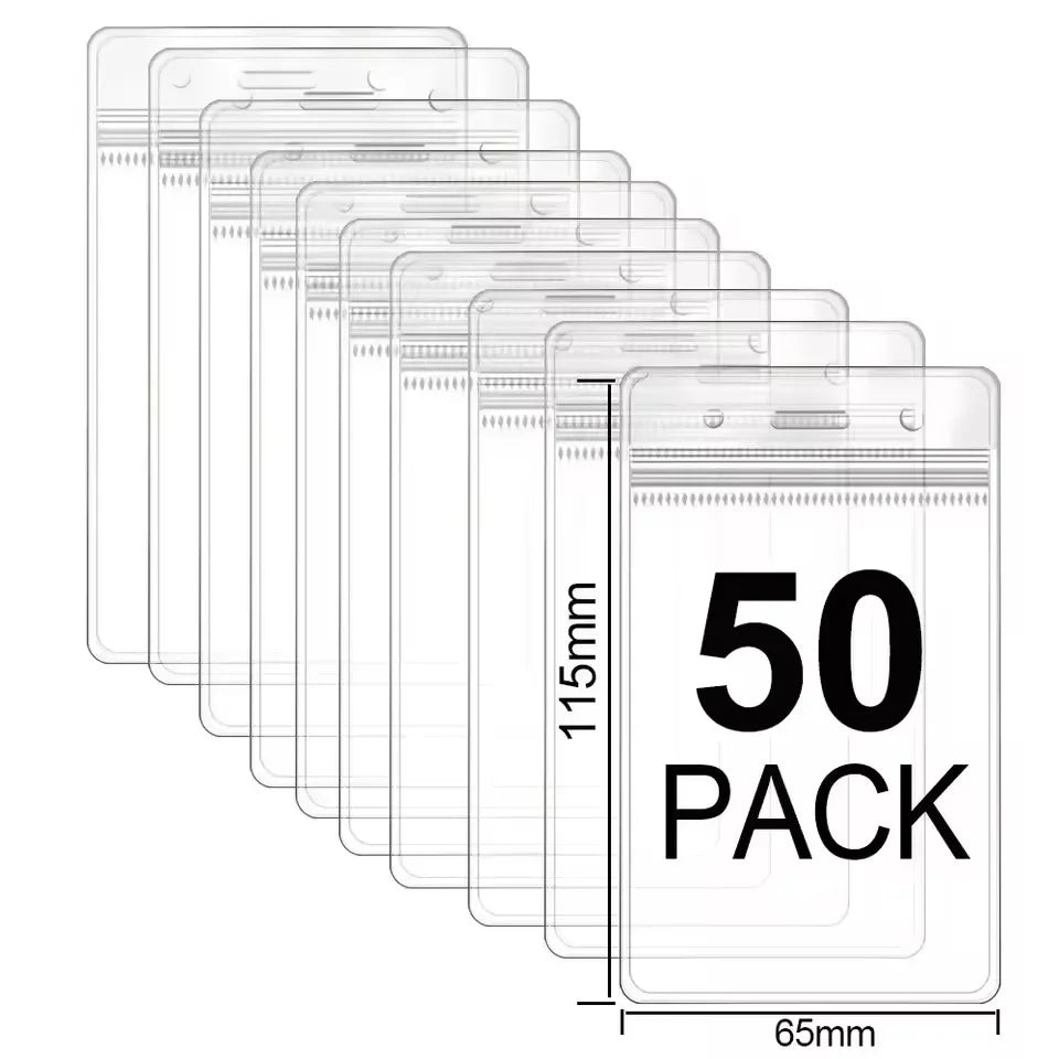 Transparent Waterproof ID Badge Holders with Resealable Zip