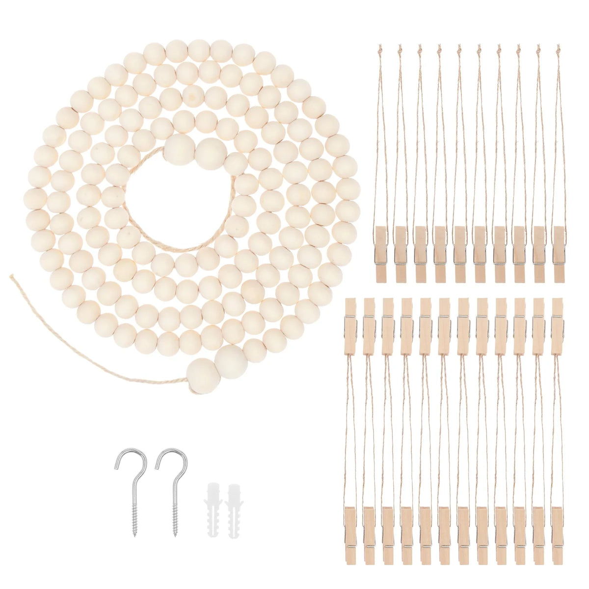 Kids Artwork Display – Wooden Bead Hanging Clip Wall Decor