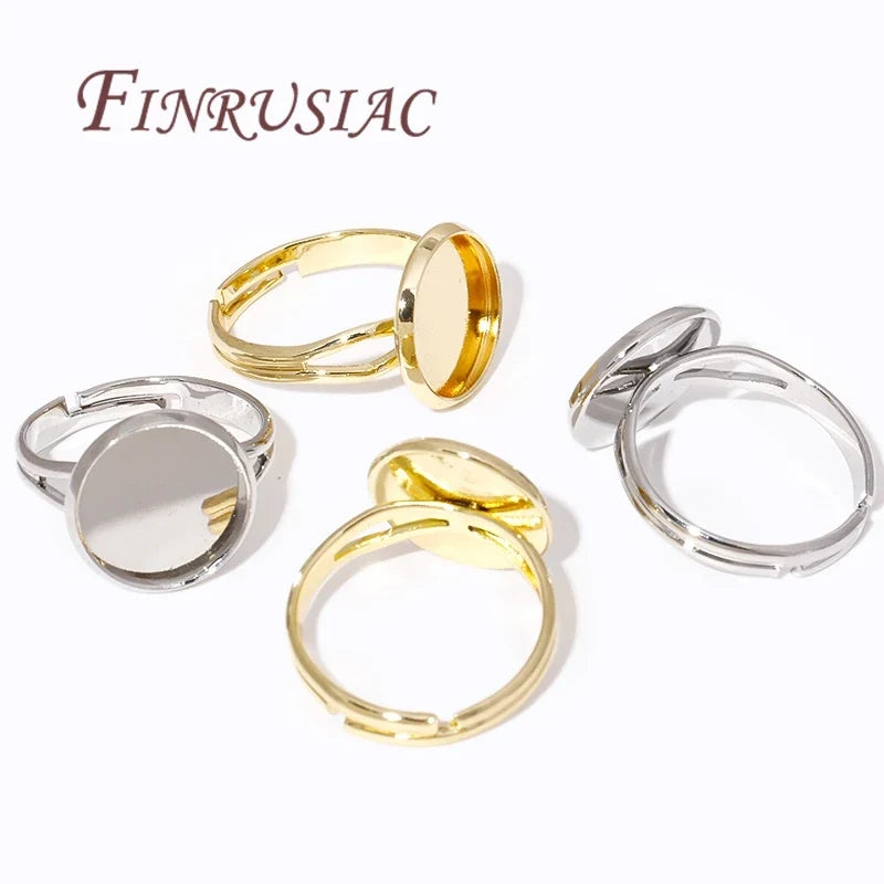 14K Gold Plated Adjustable Blank Ring Settings | DIY Jewelry