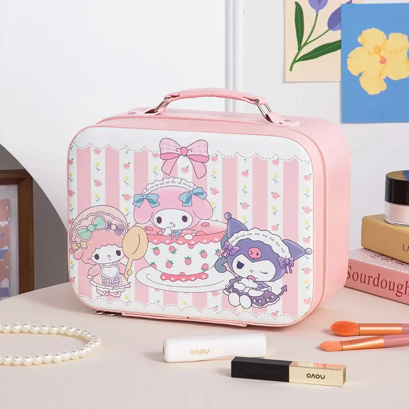 Sanrio Kawaii Makeup Bag with Mirror – Extra Large PU Leather