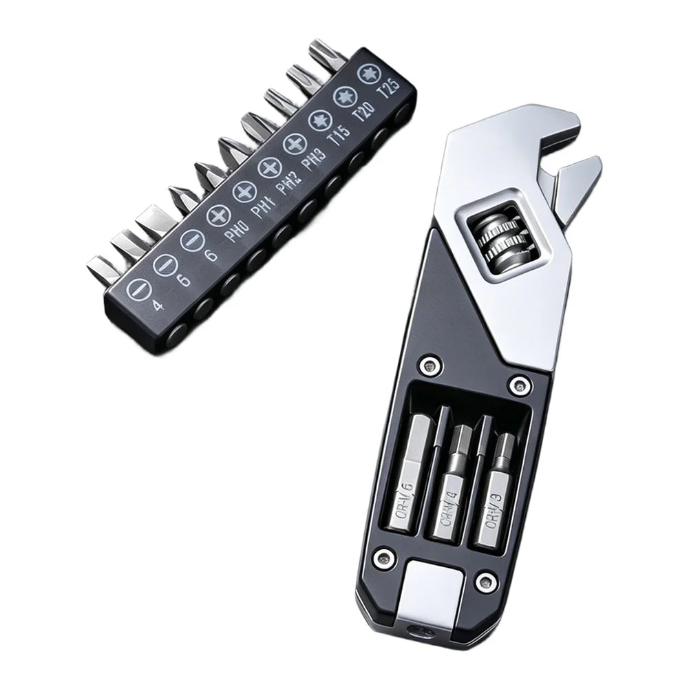 DAZZLEEX 13-in-1 Adjustable Wrench Multi-Tool & Screwdriver Bits