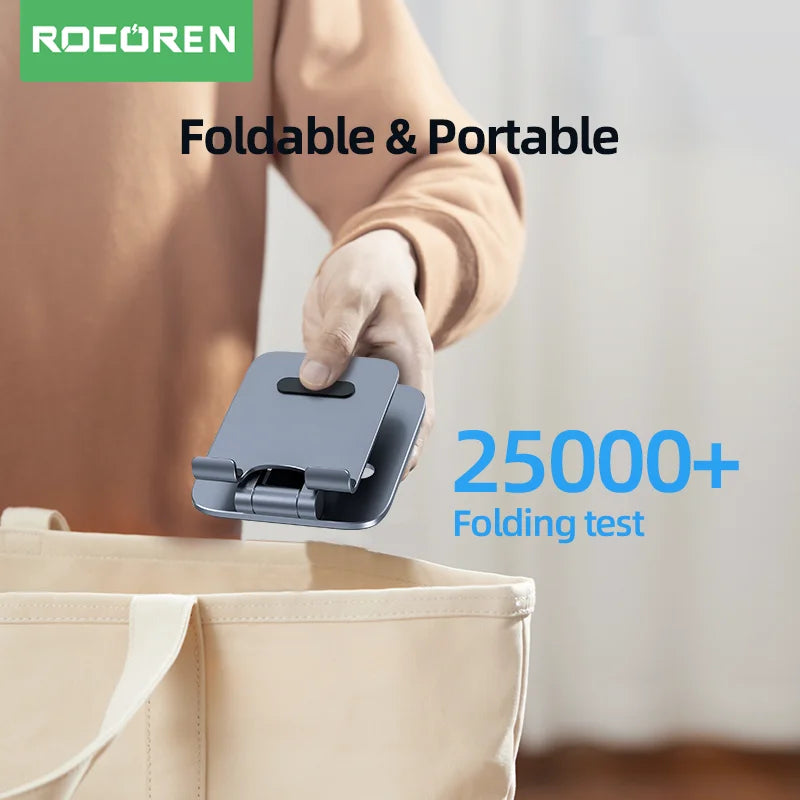 Rocoren Foldable Metal Phone & Tablet Desk Stand – Universal