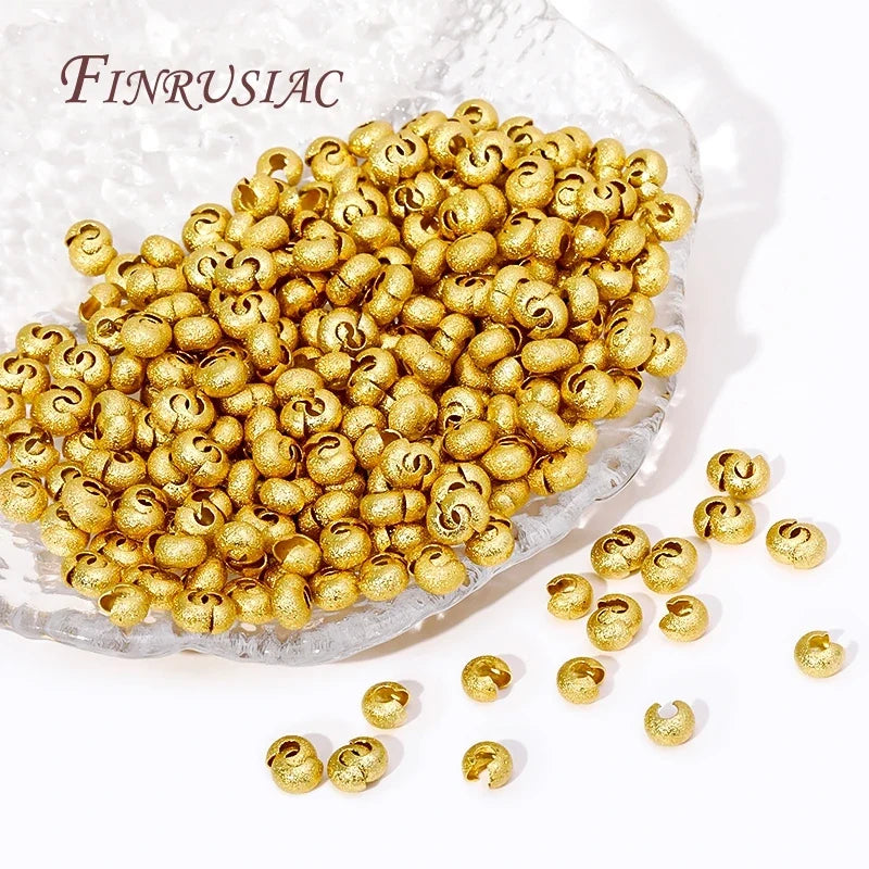 18K Gold Plated Crimp Bead Covers 3mm 4mm | 50/100 Pcs DIY