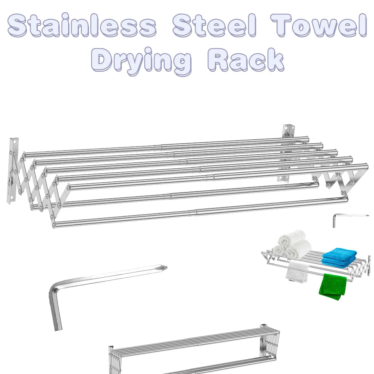 Wall-Mounted Collapsible Stainless Steel Laundry Drying Rack