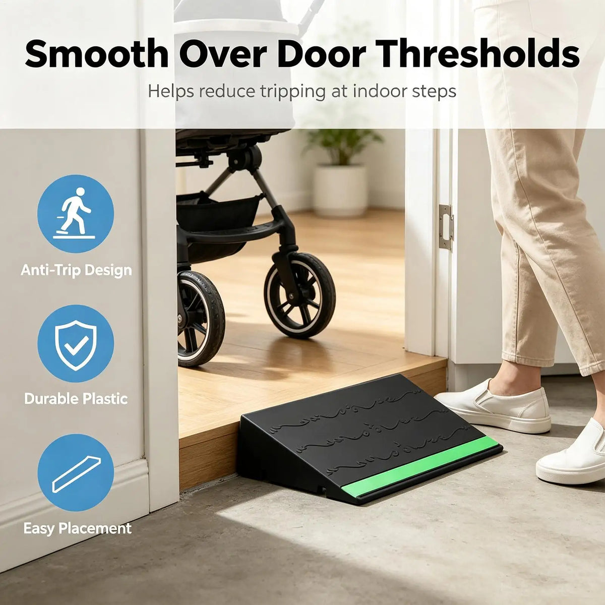 Door Threshold Ramp – Glow Strip Anti-Slip 3-Height Adjustable