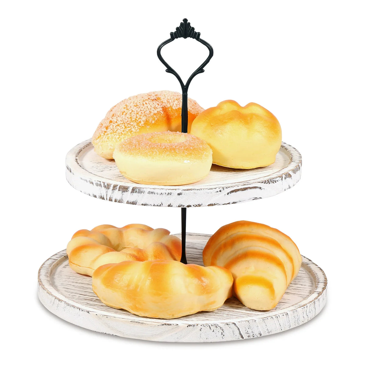 Wooden 2-Tier Round Farmhouse Serving Tray & Cupcake Stand