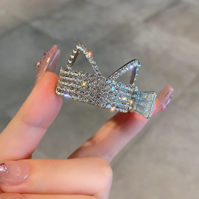 Korean Pearl Crystal Hair Claw Clips – Geometric Style