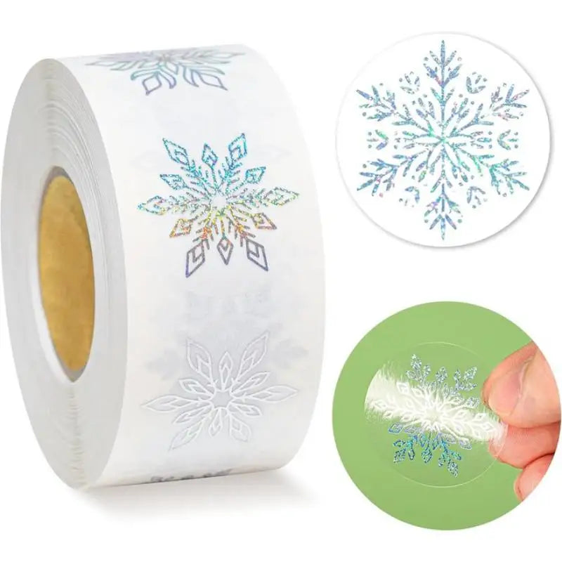 Ice Crystal Christmas Stickers 500 Sheets – Xmas Gift Tags Roll