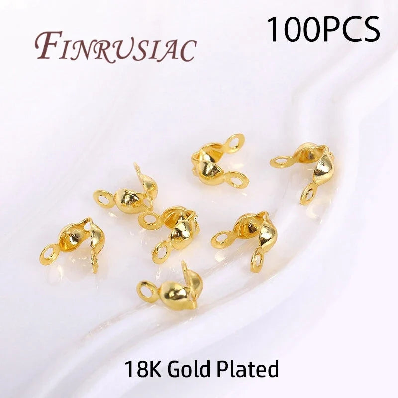 18K Gold Plated Crimp Beads, End Caps & Lobster Clasps