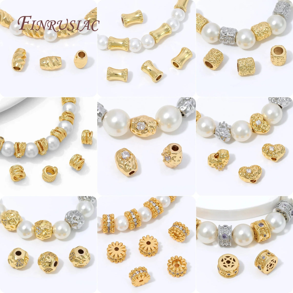 18K Gold Plated Zircon Spacer Beads | DIY Jewelry Making