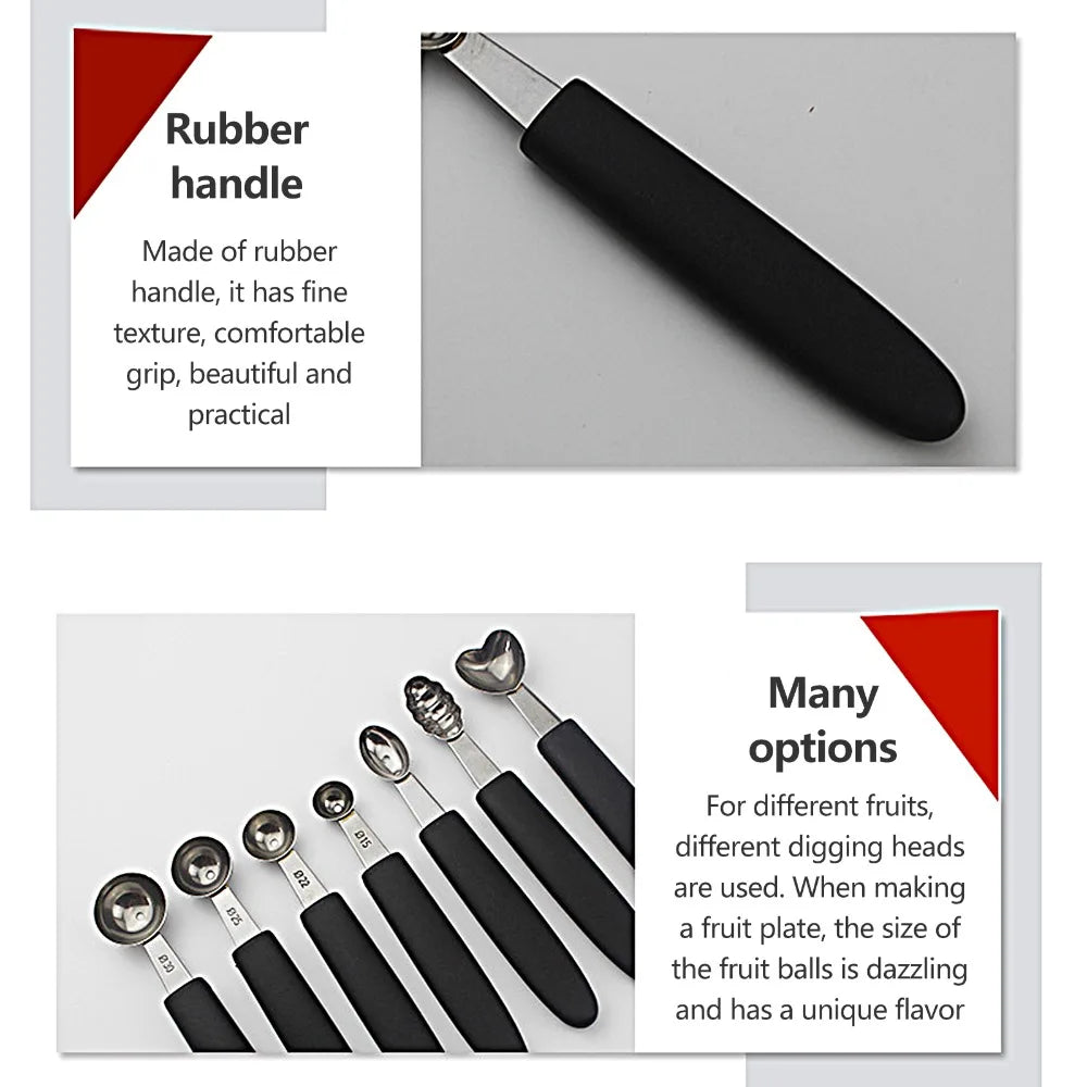 7-Piece Stainless Steel Melon Baller & Fruit Scoop Set