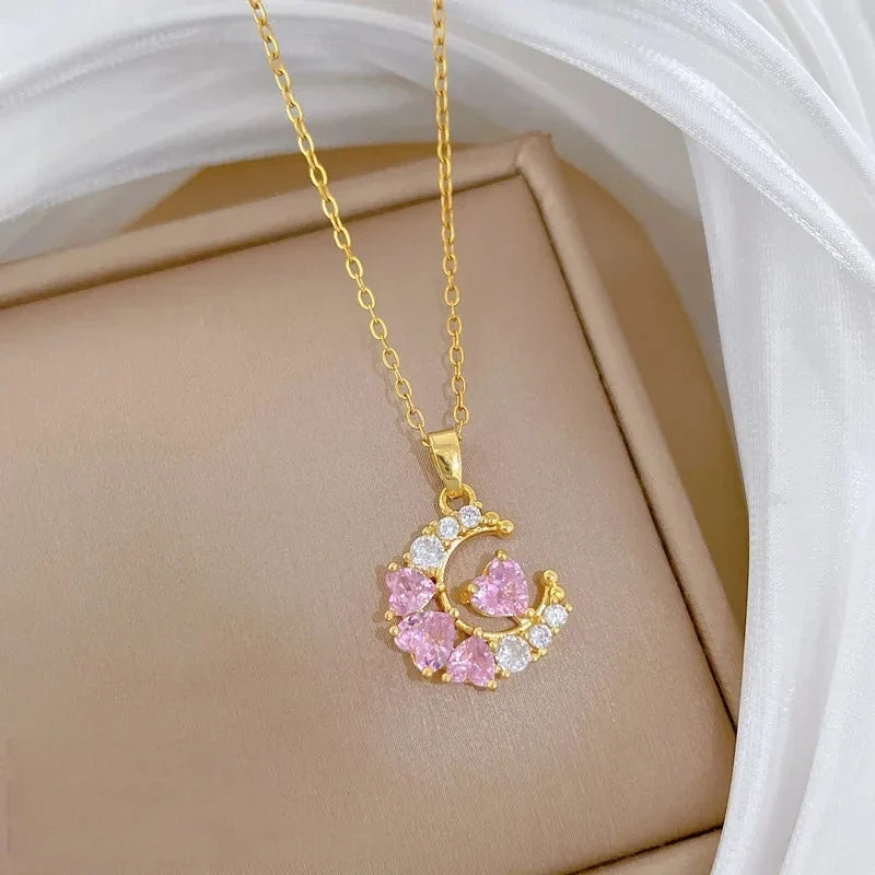 Women's Gold Heart Pendant Necklace – Copper & Stainless Steel