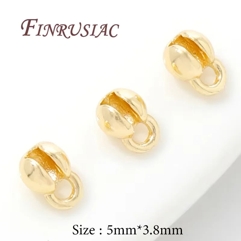 18K Gold Plated Crimp Beads & End Covers – 10/20 Pcs DIY