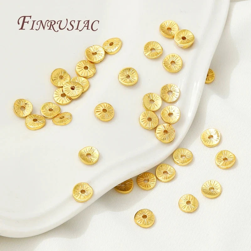 6mm 18K Gold Plated Brass Round Spacer Beads | DIY Jewelry