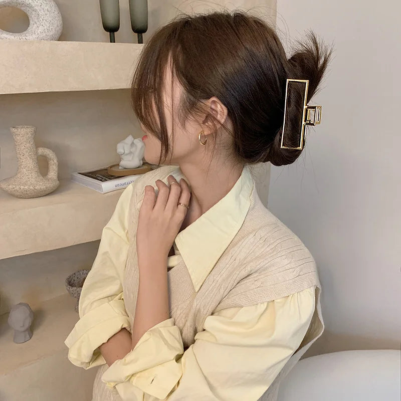 Metal Geometric Hair Claw Clips – Korean Style Barrettes Women