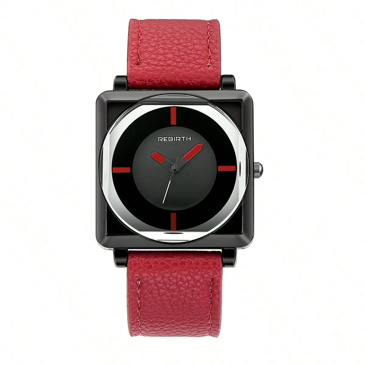 REBIRTH Women's Retro Square Quartz Watch – Leather Strap