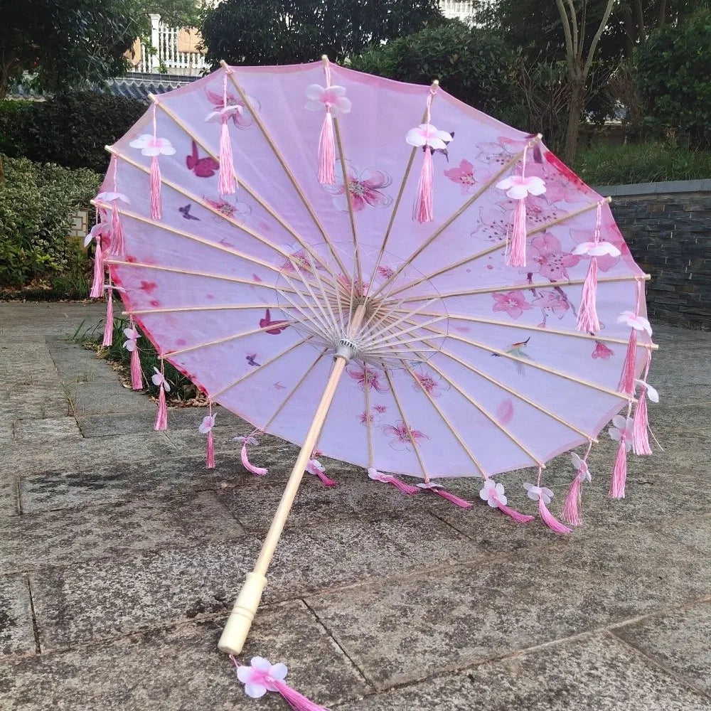 Silk Parasol Umbrella 82cm – Floral Art Wedding & Dance Gift