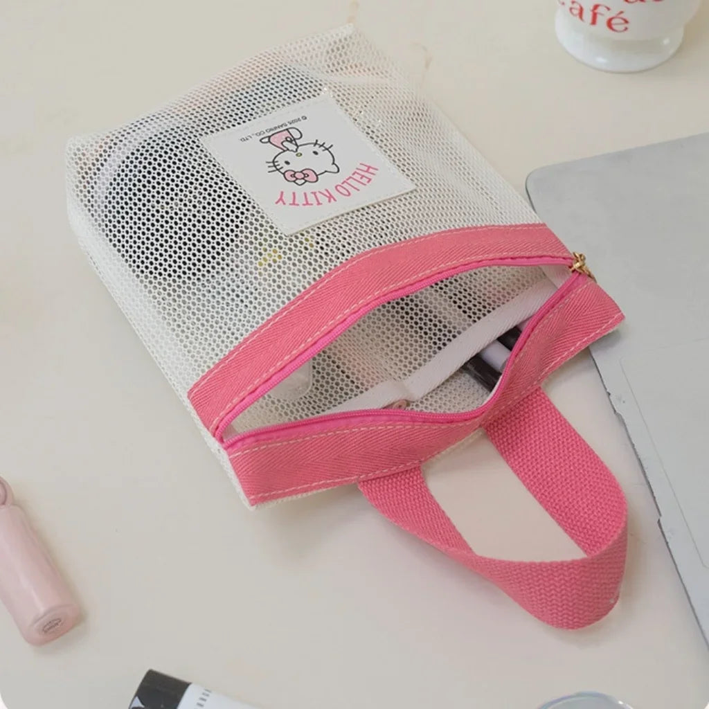 Hello Kitty Sanrio Mesh Tote Bag – Zipper Handbag Women & Kids