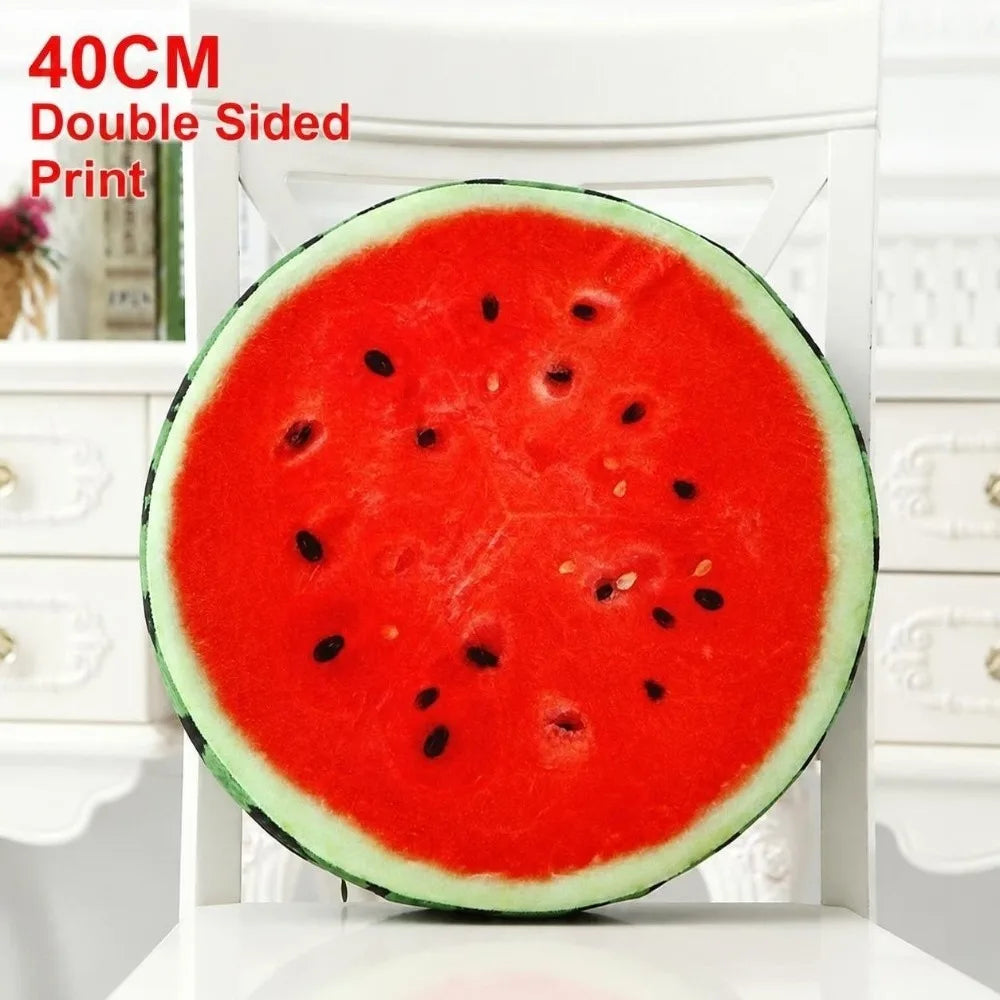 Round Fruit Slice Plush Pillow – Cute Sofa Seat Cushion Decor