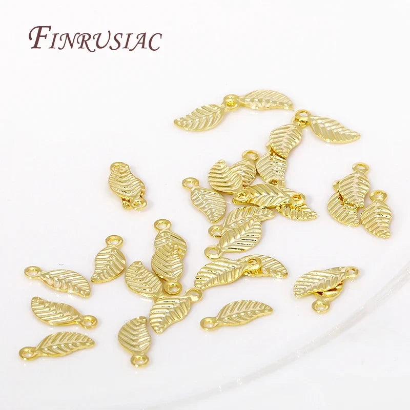 18K Gold Plated Leaf Tag Charm Pendants – DIY Jewelry Findings