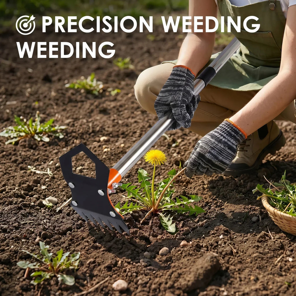 2-in-1 Garden Hoe & Weeding Rake – 60" Adjustable Handle