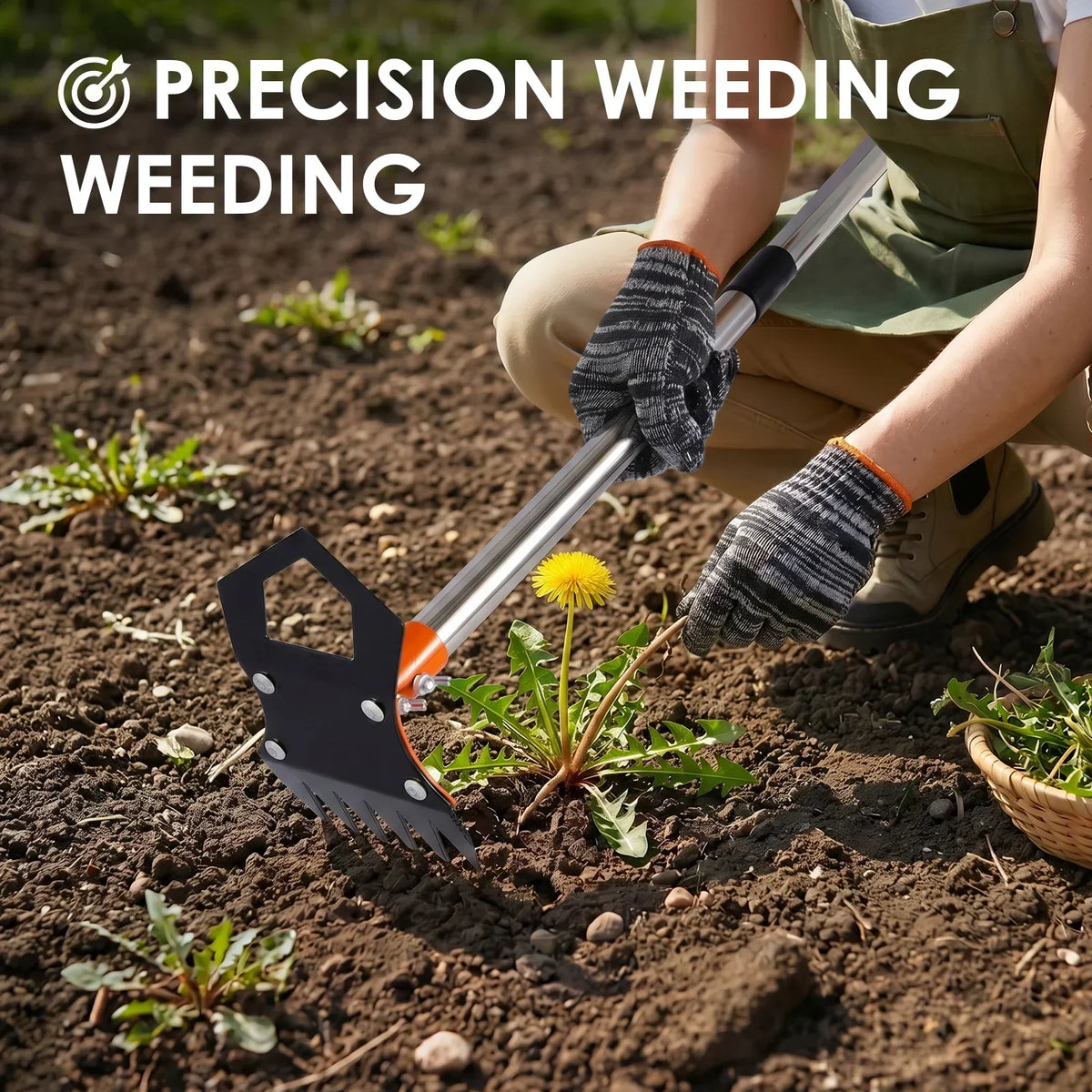 2-in-1 Garden Hoe & Weeding Rake – 60" Adjustable Handle