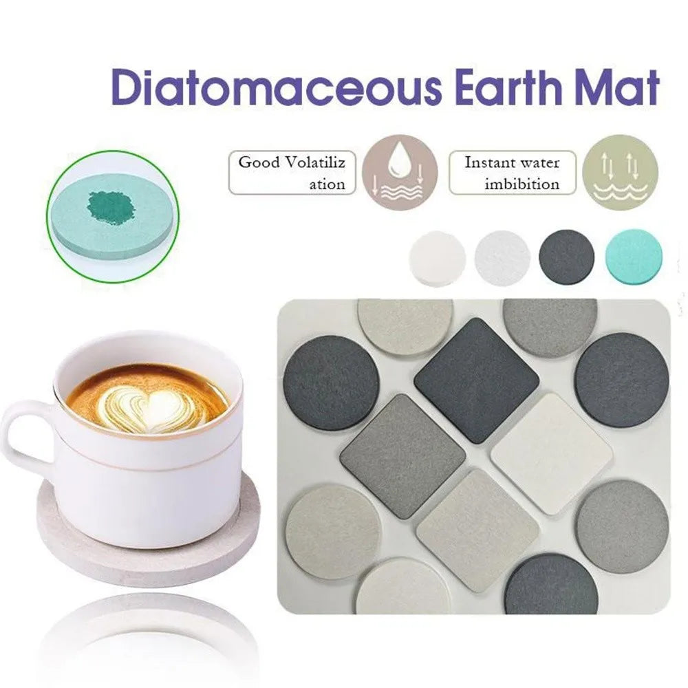 Diatomite Coaster Quick-Dry Non-Slip Heat Resistant Cup Mat