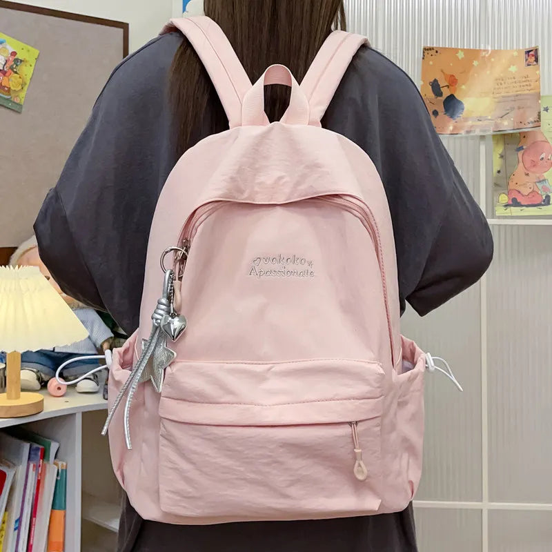 Nixie Women's Lightweight Solid Color Nylon School Backpack