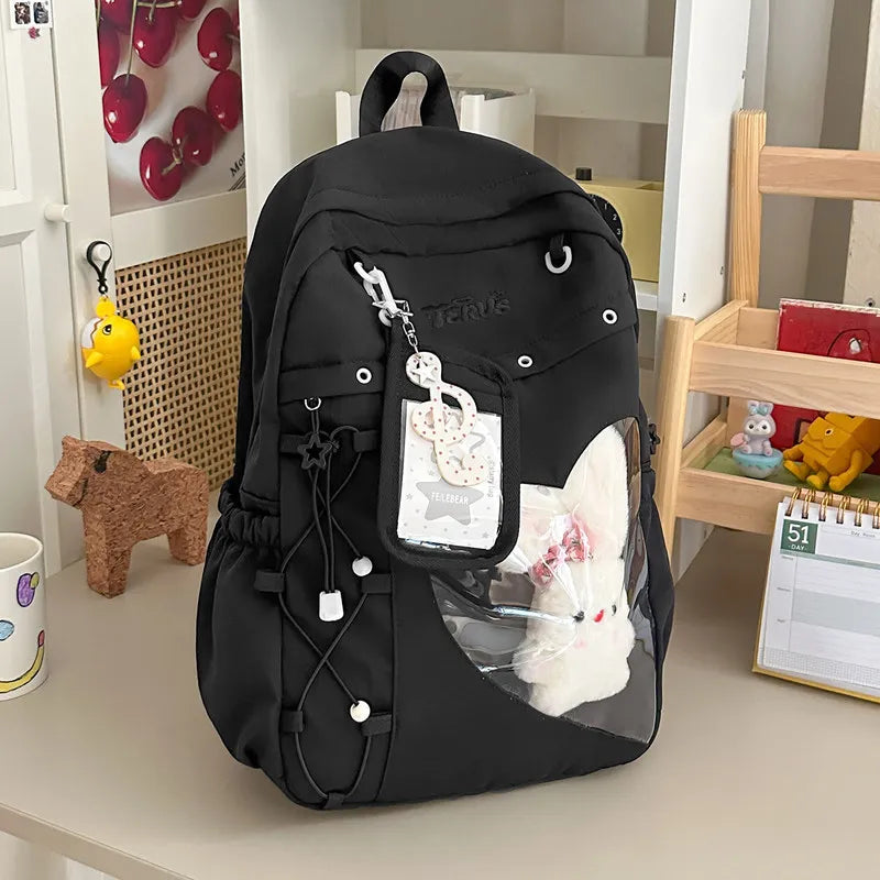 Japanese Star Pattern Backpack – High-Capacity School & Travel Bag