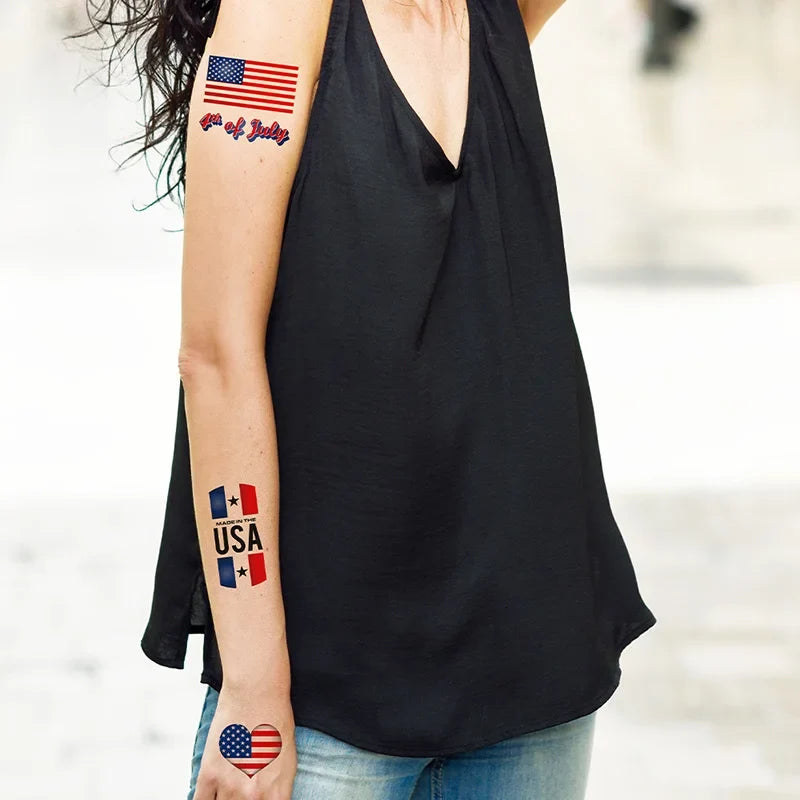 Independence Day American Flag Temporary Tattoo Stickers – 10 Sheets