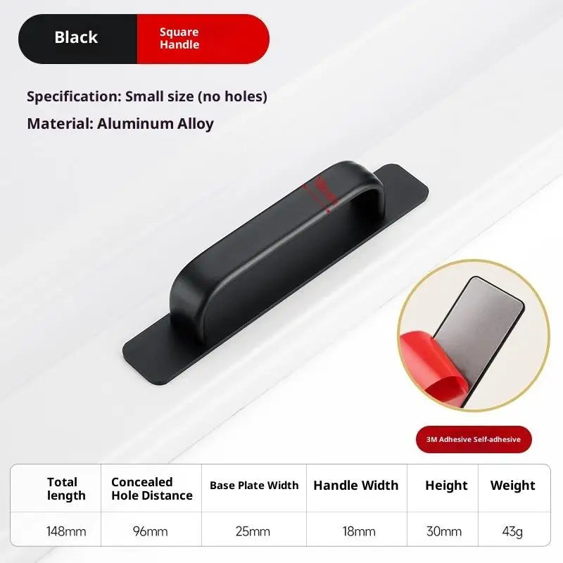 Drill-Free Aluminum Adhesive Door Handle for Sliding Doors & Drawers