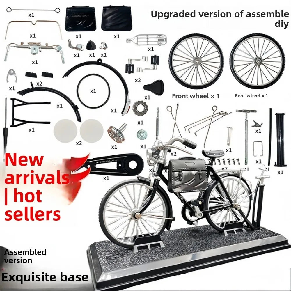 Mini DIY Retro Alloy Bicycle Model Kit | 1:10 Scale Collectible