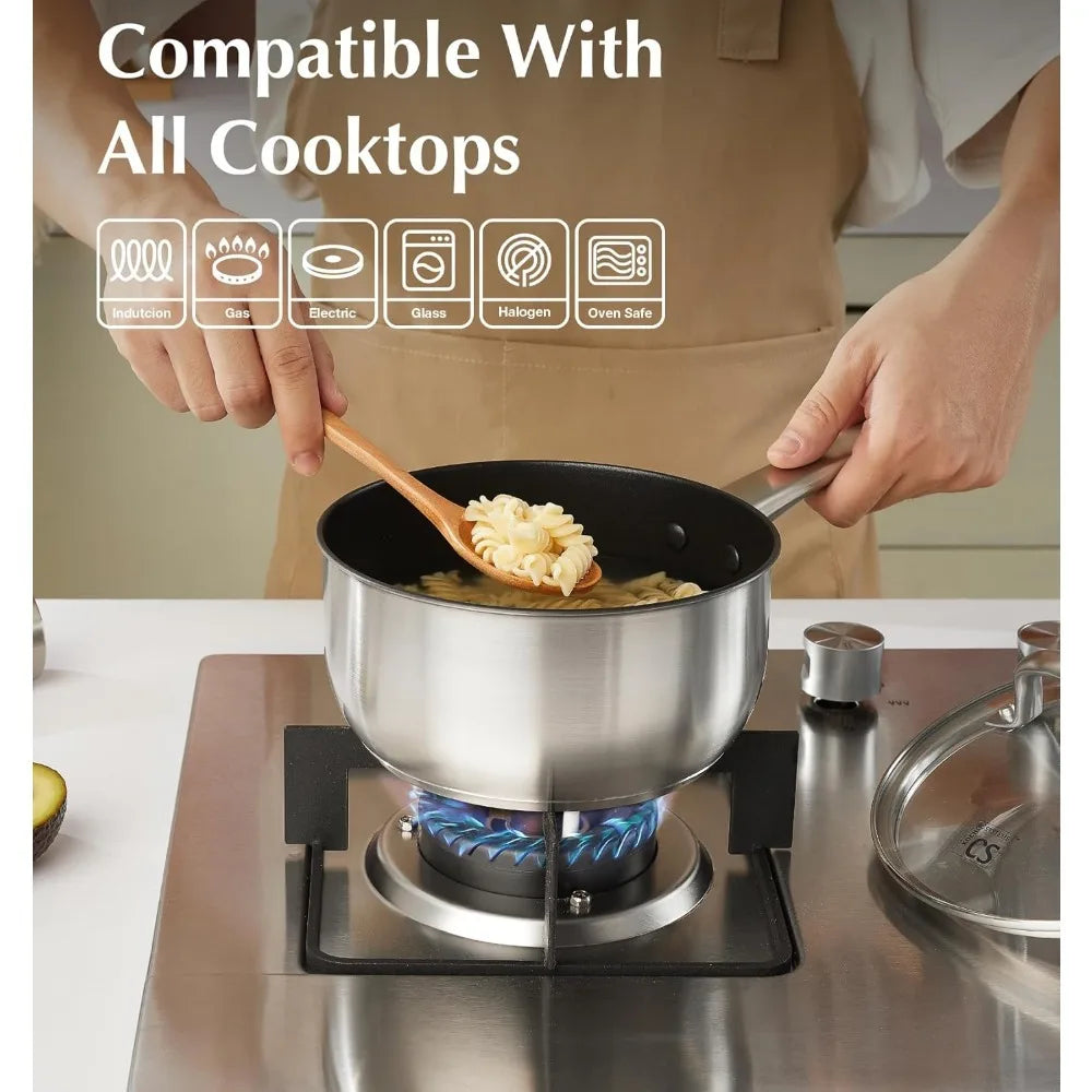 KOCH SYSTEME CS 3-Piece Non-Stick Stainless Steel Saucepan Set