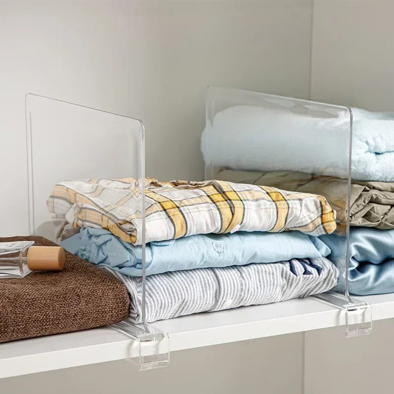Clear Acrylic Closet Shelf Dividers | 2-Pack Wardrobe Organizer