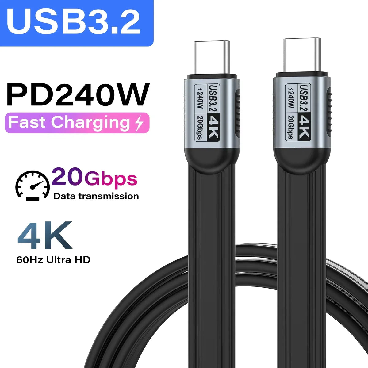 240W USB-C Cable 20Gbps Thunderbolt 5 | 4K@60Hz Fast Charge