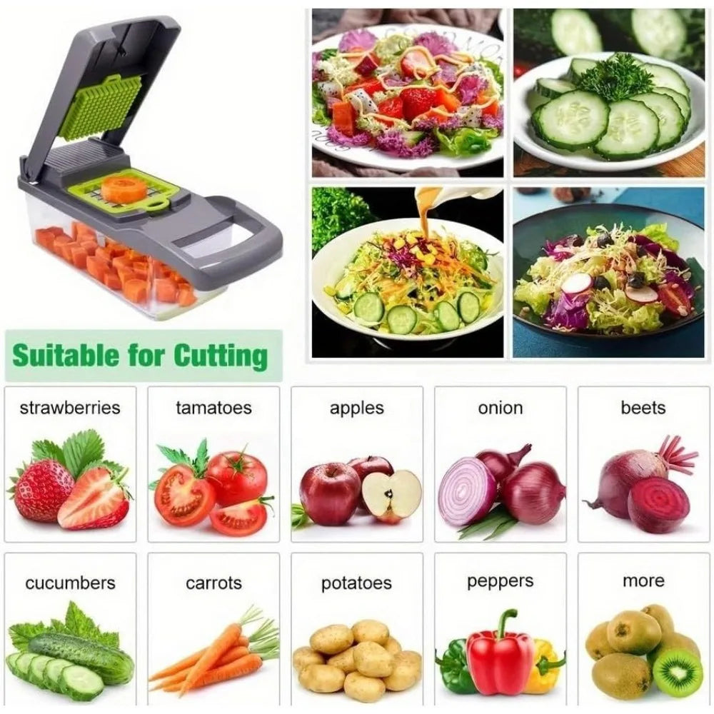 16-in-1 Vegetable Chopper Slicer Dicer Grater – Stainless Steel