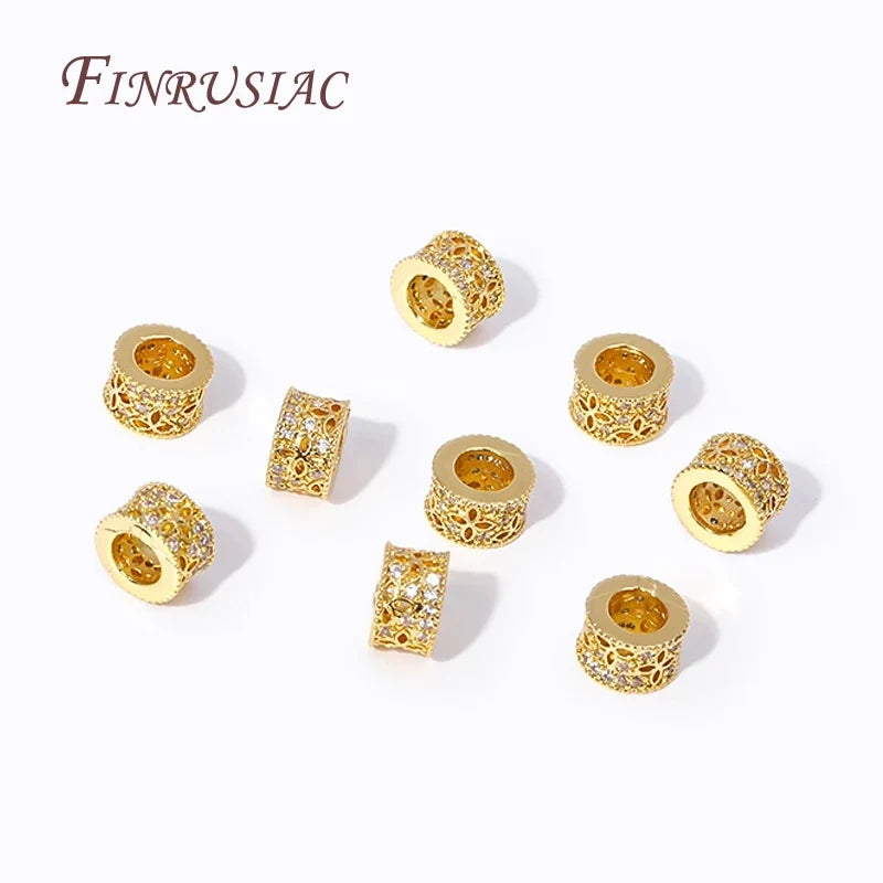 18K Gold Plated Zircon Round Spacer Beads – DIY Jewelry Making