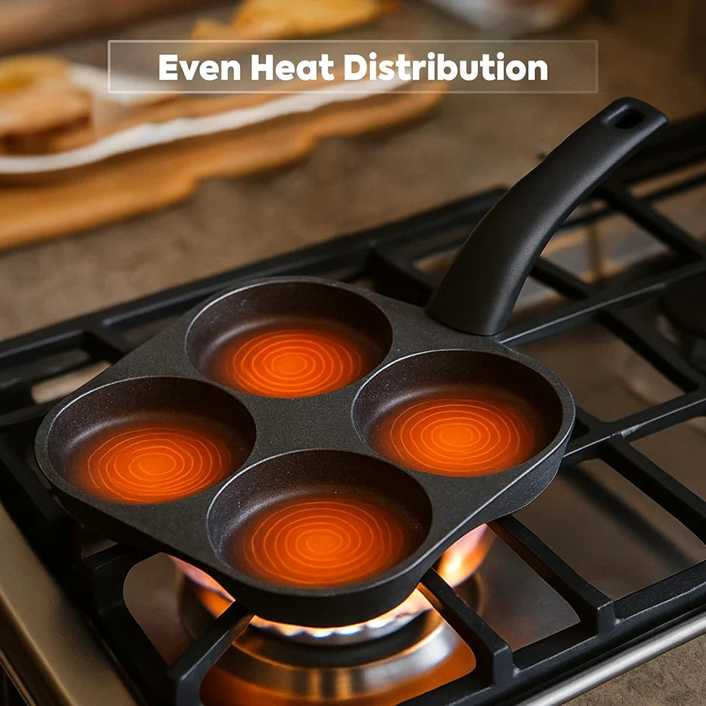 Nonstick 4-Cup Egg Pan Cast Iron Gas & Induction Compatible