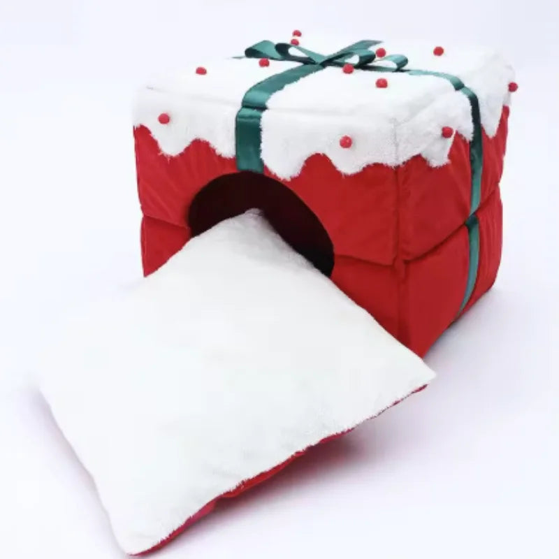 Winter Warm Plush Cat Nest | Box Design Pet Bed for Cats & Dogs