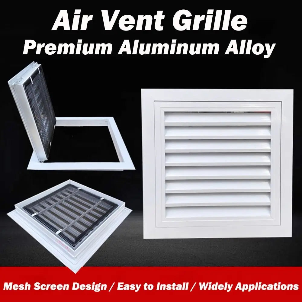 Aluminum Square Air Vent Grille White Gable Vent with Mesh Screen