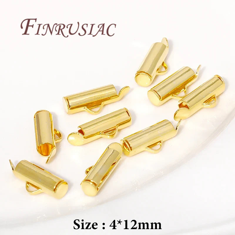 18K Gold Plated Crimp End Beads Slide Clasp Connectors DIY
