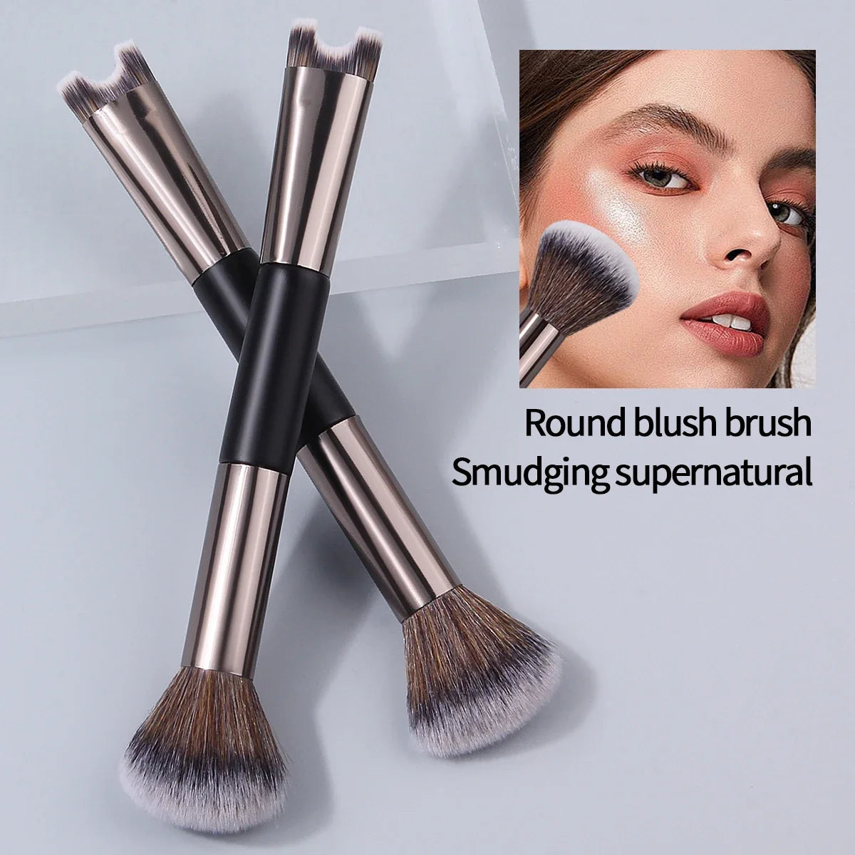 Nixie Double-Headed Makeup Brush – Powder, Blush & Concealer