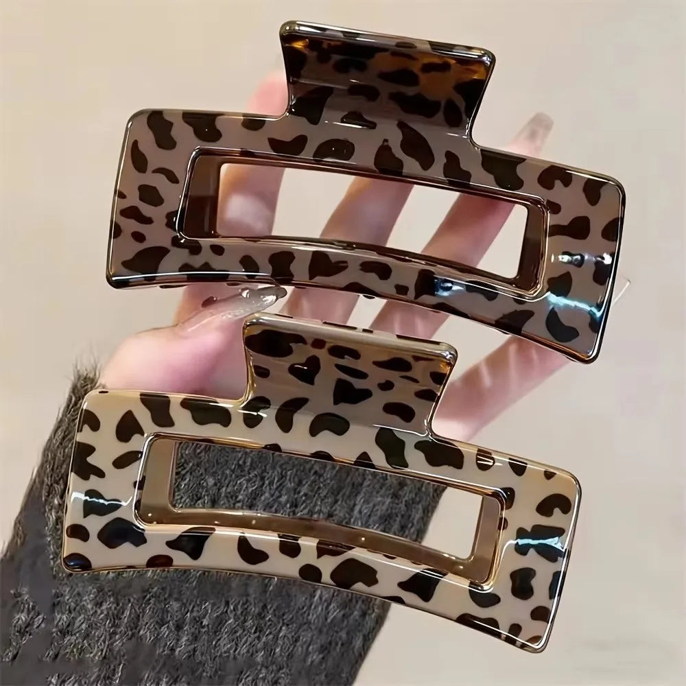 Large Leopard Bow Hair Claw Clip for Thick Hair – Vintage Style