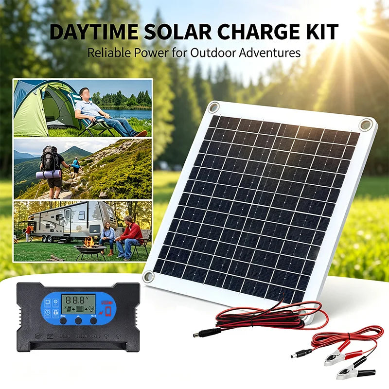 12W Solar Panel Kit with Controller – Portable Camp Charger