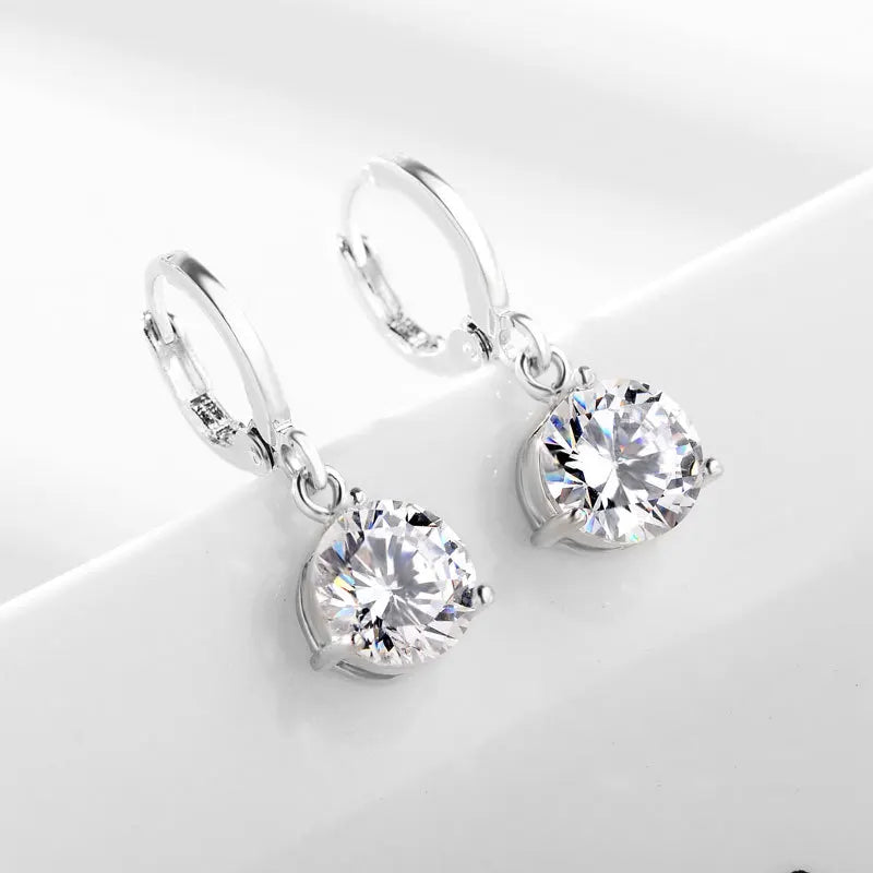 3-Piece Multicolor Zircon Silver Jewelry Set – Earrings & Necklace