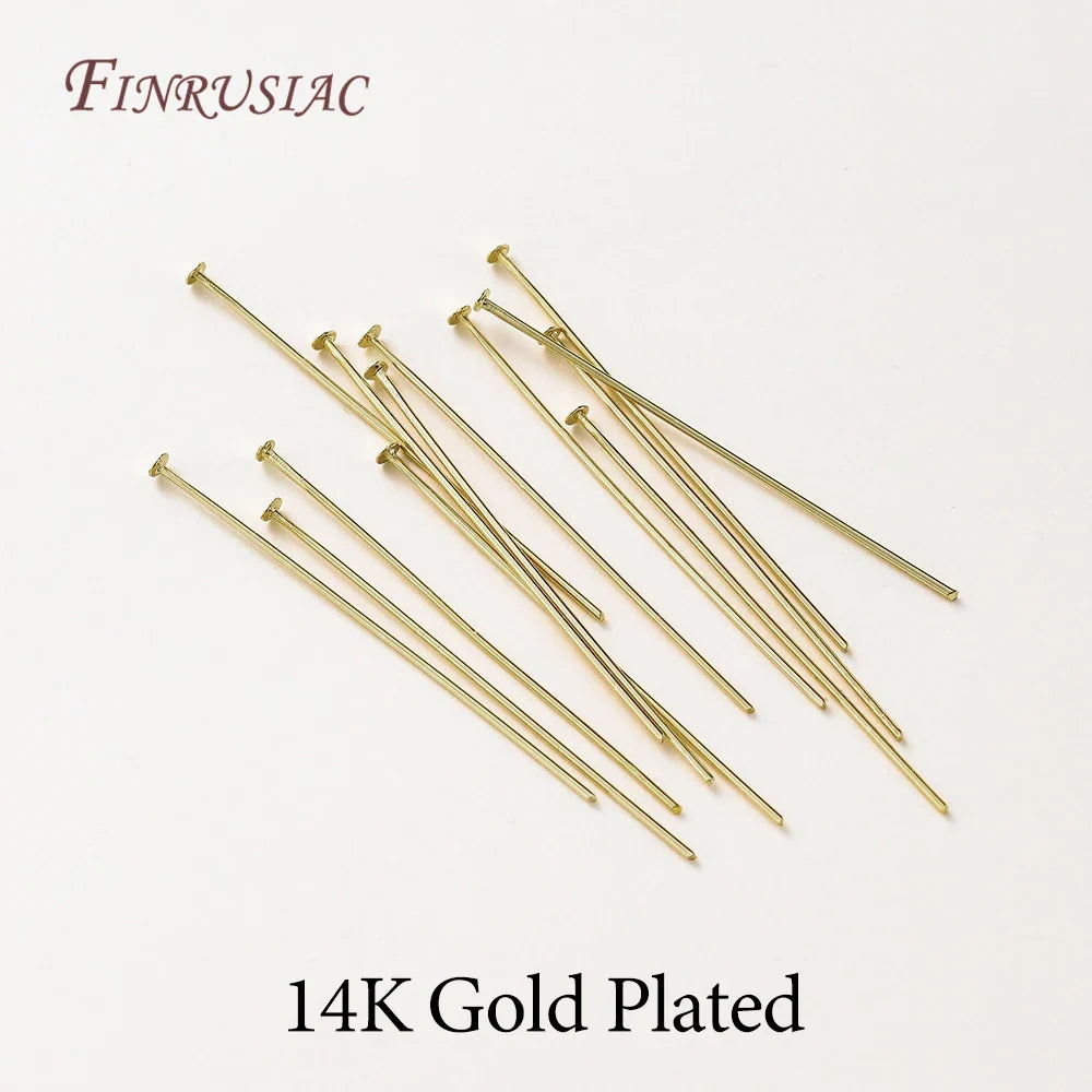 50Pcs 18K Gold Plated Flat Head Pins for DIY Jewelry Making