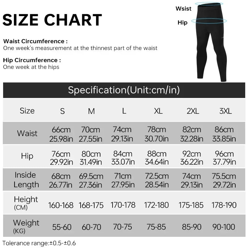 X-TIGER Men's Winter Cycling Tights – 5D Gel Pad & Pockets