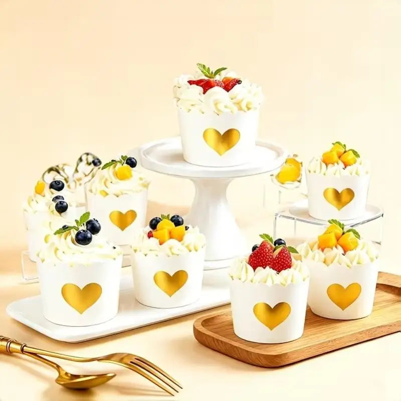 50 Pcs Gold Foil Cupcake Liners – Non-Stick Greaseproof Muffin Cups