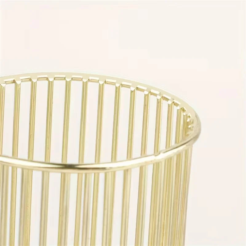 Golden Iron Makeup Brush Holder – Desktop Cosmetic Organizer